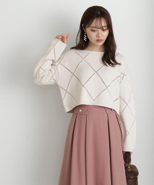 PROPORTION BODY DRESSING（プロポーションボディドレッシング）の「アイレットショート丈ニット / 1213270913（ニット/セーター・レディース・オフホワイト/グレー/ピンク・MEDIUM/SMALL）」の19枚目の写真