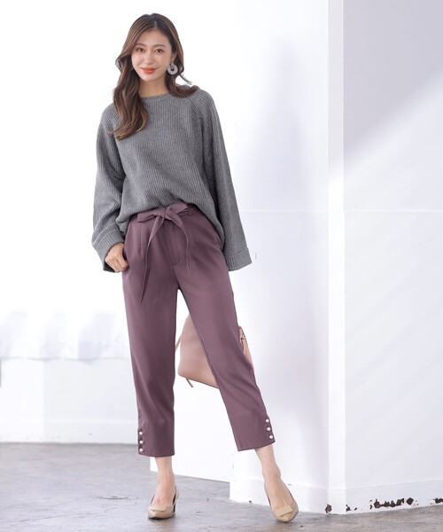Tiaclasse(ティアクラッセ)の「【洗える】スリットパールテーパードパンツ(その他パンツ・レディース・ピンク/ブラック/パープル/ネイビー・M/L/S)」の18枚目の写真
