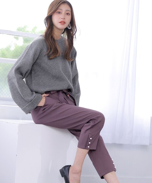 Tiaclasse(ティアクラッセ)の「【洗える】スリットパールテーパードパンツ(その他パンツ・レディース・ピンク/ブラック/パープル/ネイビー・M/L/S)」の20枚目の写真