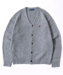 BEVERLY HILLS POLO CLUB モヘアライク ニットカーディガン ユニセックス/ワンポイント刺繍/チェック柄・無地