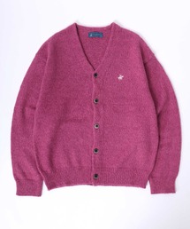 BEVERLY HILLS POLO CLUB モヘアライク ワンポイント刺繍 ニットカーディガン/チェック柄・無地
