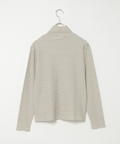 LBC(エルビーシー)の「ミニワッフルボーダータートル(Tシャツ/カットソー・レディース・オフホワイト/ブラック・L/M)」の10枚目の写真