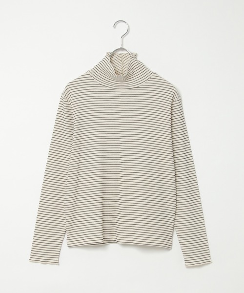 LBC(エルビーシー)の「ミニワッフルボーダータートル(Tシャツ/カットソー・レディース・オフホワイト/ブラック・L/M)」の16枚目の写真