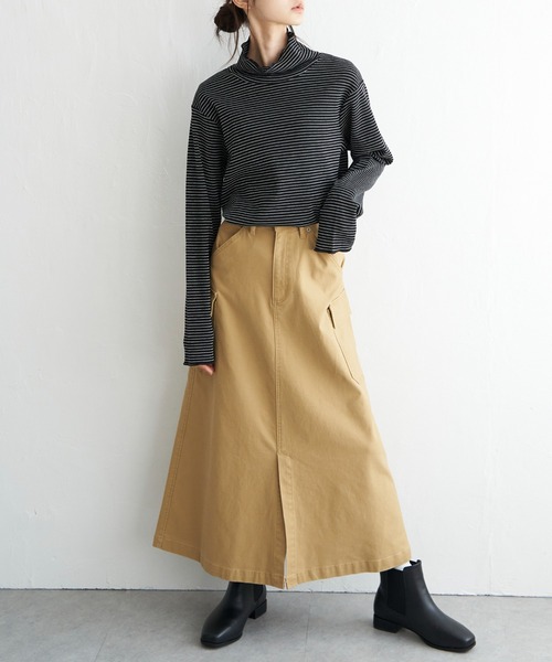 LBC(エルビーシー)の「ミニワッフルボーダータートル(Tシャツ/カットソー・レディース・オフホワイト/ブラック・L/M)」の5枚目の写真