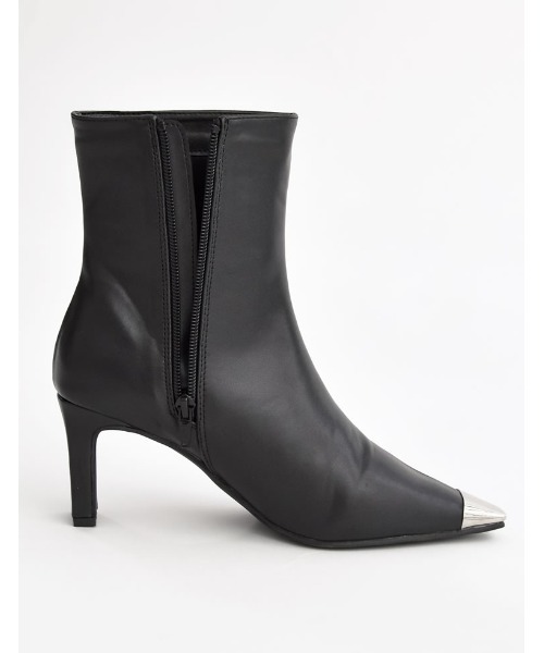 Re:EDIT（リエディ）の「[辻元舞さん着用][2023-24 WINTER COLLECTION][大きいサイズ有]スクエアトゥメタルデザインミドルブーツ（ブーツ・レディース・ベージュ/ブラック・SMALL/XX-LARGE/LARGE/MEDIUM/X-LARGE）」の20枚目の写真