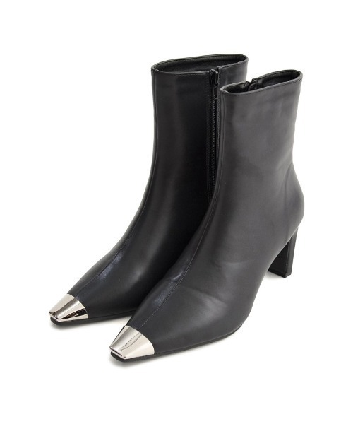 Re:EDIT（リエディ）の「[辻元舞さん着用][2023-24 WINTER COLLECTION][大きいサイズ有]スクエアトゥメタルデザインミドルブーツ（ブーツ・レディース・ベージュ/ブラック・SMALL/XX-LARGE/LARGE/MEDIUM/X-LARGE）」の22枚目の写真