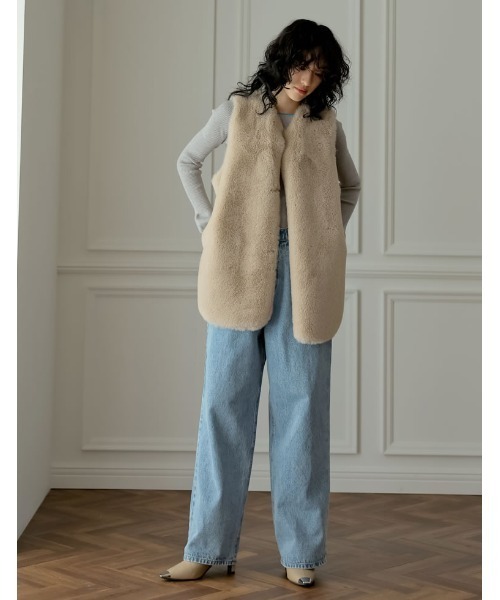 Re:EDIT（リエディ）の「[辻元舞さん着用][2023-24 WINTER COLLECTION][大きいサイズ有]スクエアトゥメタルデザインミドルブーツ（ブーツ・レディース・ベージュ/ブラック・SMALL/XX-LARGE/LARGE/MEDIUM/X-LARGE）」の15枚目の写真