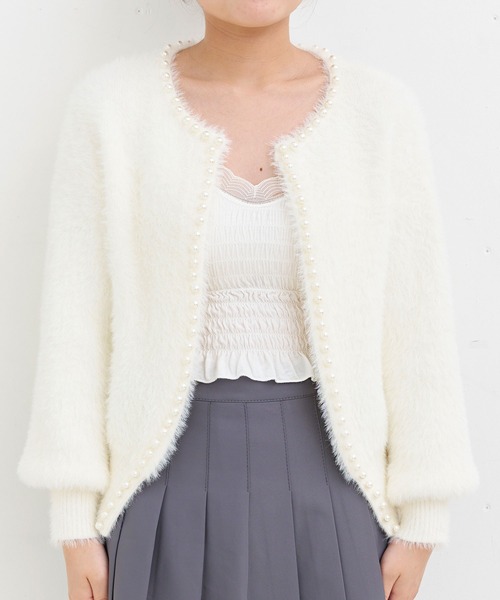 Crea titty&Co. PETIT（クレアティティーアンドコープチ）の「【Crea titty&Co.PETIT 】パール付きニットカーディガン（カーディガン/ボレロ・レディース・ホワイト/ブラック・FREE）」の10枚目の写真