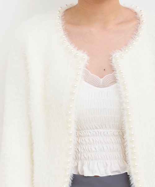 Crea titty&Co. PETIT（クレアティティーアンドコープチ）の「【Crea titty&Co.PETIT 】パール付きニットカーディガン（カーディガン/ボレロ・レディース・ホワイト/ブラック・FREE）」の13枚目の写真