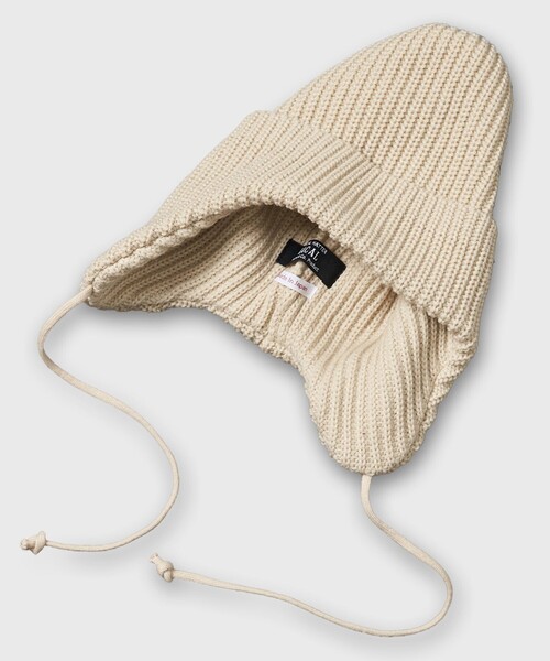 RACAL(ラカル)の「RACAL/ラカル 別注 Ear Flap Knit Cap/イヤー フラップ ニットキャップ(ニットキャップ/ビーニー・メンズ・ナチュラル/ブラック/グレイッシュベージュ/オレンジ・FREE)」の5枚目の写真