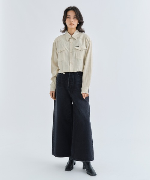 PHOTOCOPIEU(フォトコピュー)の「【PHOTOCOPIEU/フォトコピュー】WIDE-LEG USUD DENIM JEAN/ワイドレッグユーズドデニム/ジーンズ(デニムパンツ・レディース・ブラック/ピンクベージュ・36/38/34)」の3枚目の写真