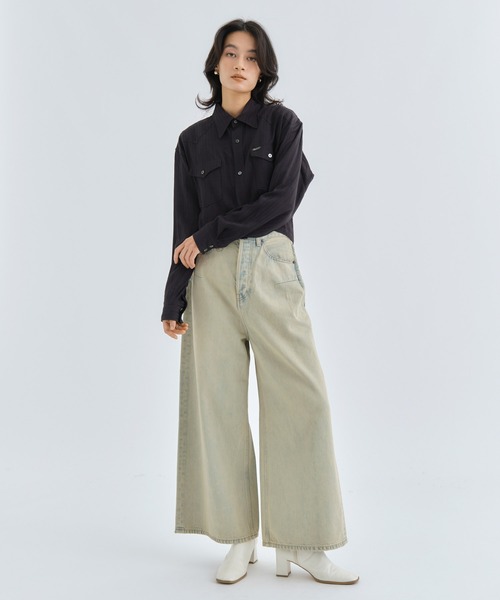 PHOTOCOPIEU(フォトコピュー)の「【PHOTOCOPIEU/フォトコピュー】WIDE-LEG USUD DENIM JEAN/ワイドレッグユーズドデニム/ジーンズ(デニムパンツ・レディース・ブラック/ピンクベージュ・36/38/34)」の13枚目の写真