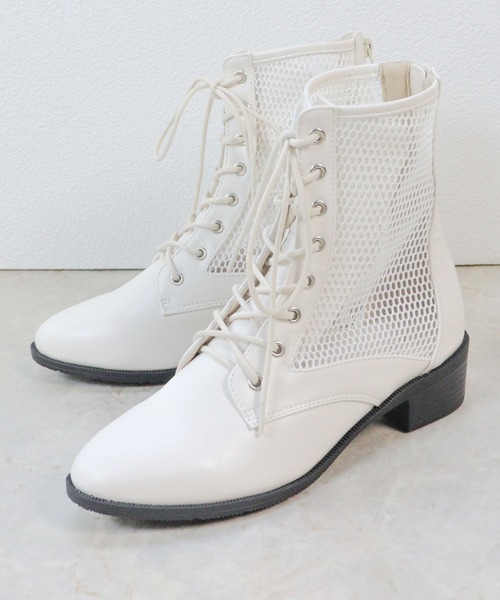 LibertyDoll（リバティードール）の「LibertyDoll/ポインテッドトゥレースアップメッシュブーツ(9120)（ブーツ・レディース・アイボリー/ブラック・S/LL/M/L）」の6枚目の写真
