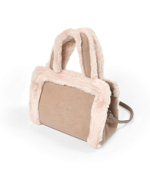 BeBe（ベベ）の「スウェード×ボアバッグ（トートバッグ・キッズ・ブルー/ベージュ・FREE）」の2枚目の写真