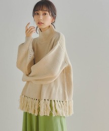 【WEB別注】ブレンドヤーンフリンジニット≪手洗い可能≫