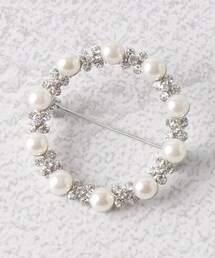 ◆フェイクパールビジューサークルブローチ/セレモニー対応