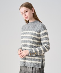 ANAYI | ケーブルボーダー　プルオーバー(ニット/セーター)