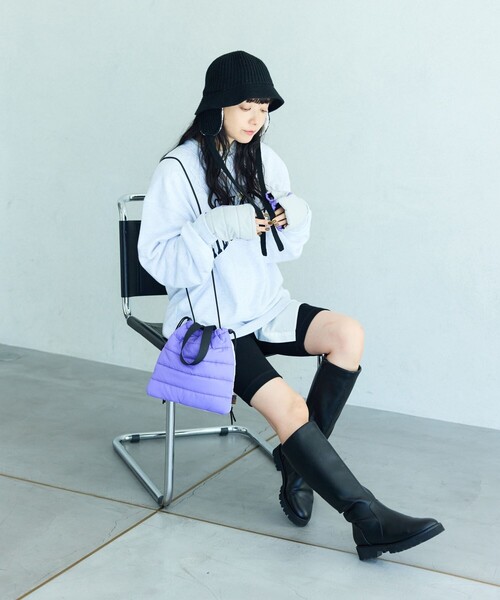 SUBLIME（サブライム）の「SUBLIME × FREAK'S STORE/サブライム × フリークスストア 別注 中綿 DRAWSTING BAG / ドローストリング ナイロン ショルダーバッグ（ショルダーバッグ・レディース・グレー/ブルー/ブラック/ベージュ・ONE SIZE）」の21枚目の写真