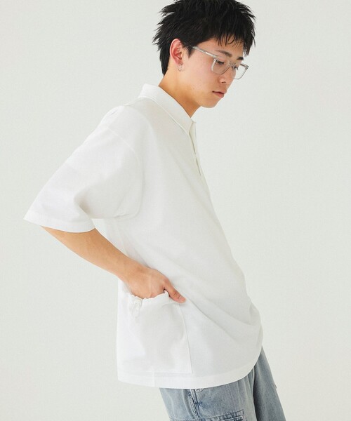 BEAMS(ビームス)の「BEAMS / サイドポケット ポロ シャツ(ポロシャツ・メンズ・ブラック/ホワイト・S/M/L/XL)」の2枚目の写真