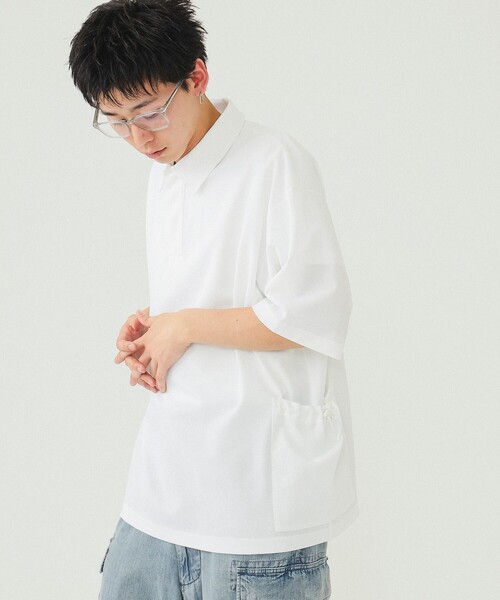 BEAMS(ビームス)の「BEAMS / サイドポケット ポロ シャツ(ポロシャツ・メンズ・ブラック/ホワイト・S/M/L/XL)」の5枚目の写真
