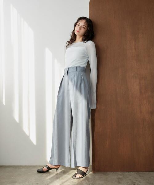 EMMEL REFINES（エメルリファインズ）の「＜EMMEL REFINES＞EM ボートネック シアーリブニット プルオーバー（ニット/セーター・レディース・ホワイト/ブラック/イエロー/ライトブルー・FREE）」の5枚目の写真