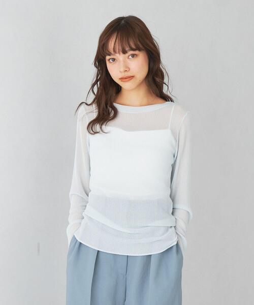 EMMEL REFINES（エメルリファインズ）の「＜EMMEL REFINES＞EM ボートネック シアーリブニット プルオーバー（ニット/セーター・レディース・ホワイト/ブラック/イエロー/ライトブルー・FREE）」の11枚目の写真