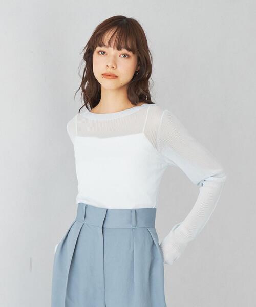 EMMEL REFINES（エメルリファインズ）の「＜EMMEL REFINES＞EM ボートネック シアーリブニット プルオーバー（ニット/セーター・レディース・ホワイト/ブラック/イエロー/ライトブルー・FREE）」の14枚目の写真