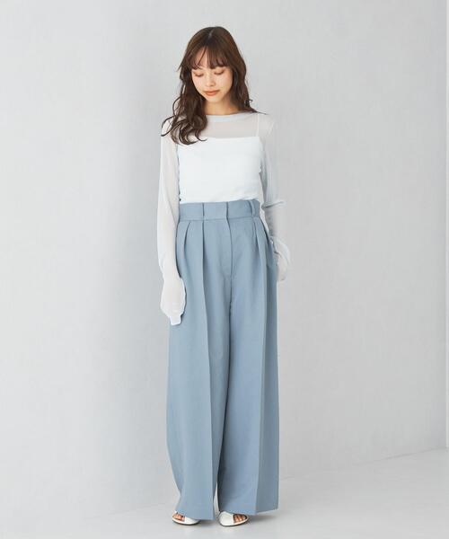 EMMEL REFINES（エメルリファインズ）の「＜EMMEL REFINES＞EM ボートネック シアーリブニット プルオーバー（ニット/セーター・レディース・ホワイト/ブラック/イエロー/ライトブルー・FREE）」の15枚目の写真