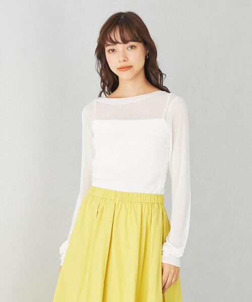 EMMEL REFINES（エメルリファインズ）の「＜EMMEL REFINES＞EM ボートネック シアーリブニット プルオーバー（ニット/セーター・レディース・ホワイト/ブラック/イエロー/ライトブルー・FREE）」の19枚目の写真