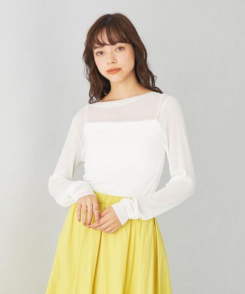 EMMEL REFINES（エメルリファインズ）の「＜EMMEL REFINES＞EM ボートネック シアーリブニット プルオーバー（ニット/セーター・レディース・ホワイト/ブラック/イエロー/ライトブルー・FREE）」の20枚目の写真