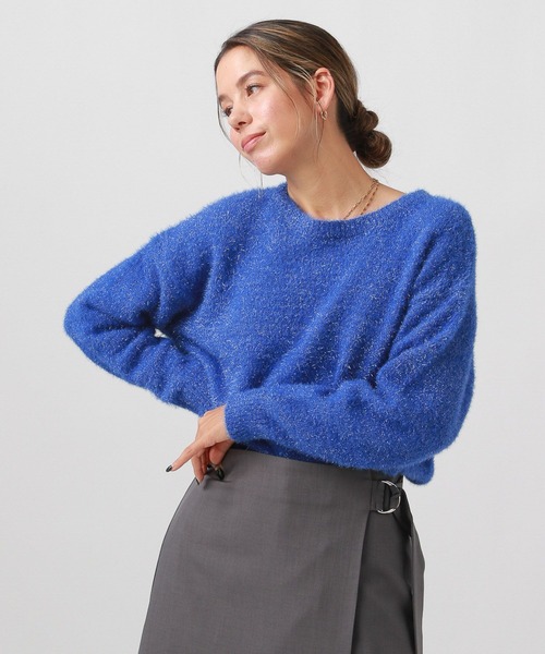 BAYFLOW（ベイフロー）の「ラメフェザーニットプルオーバー（ニット/セーター・レディース・ブラック/ブルー/ライトグレー・FREE）」の3枚目の写真