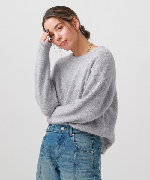 BAYFLOW（ベイフロー）の「ラメフェザーニットプルオーバー（ニット/セーター・レディース・ブラック/ブルー/ライトグレー・FREE）」の4枚目の写真