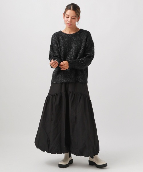 BAYFLOW（ベイフロー）の「ラメフェザーニットプルオーバー（ニット/セーター・レディース・ブラック/ブルー/ライトグレー・FREE）」の7枚目の写真