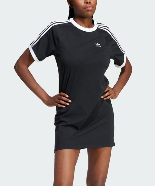 adidas(アディダス)の「スリーストライプス ラグランワンピース / アディダス adidas(ワンピース・レディース・ブラック/ホワイト・X-SMALL/LARGE/MEDIUM/SMALL/X-LARGE/XX-LARGE)」の2枚目の写真