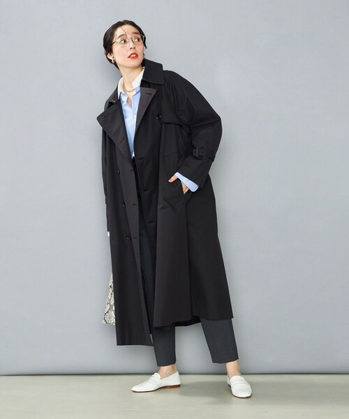 NOLLEY’S（ノーリーズ）の「NMPスーピマ撥水トレンチコート（トレンチコート・レディース・ダークネイビー/ベージュ・S/M）」の3枚目の写真