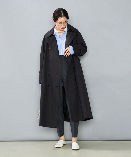 NOLLEY’S（ノーリーズ）の「NMPスーピマ撥水トレンチコート（トレンチコート・レディース・ダークネイビー/ベージュ・S/M）」の4枚目の写真