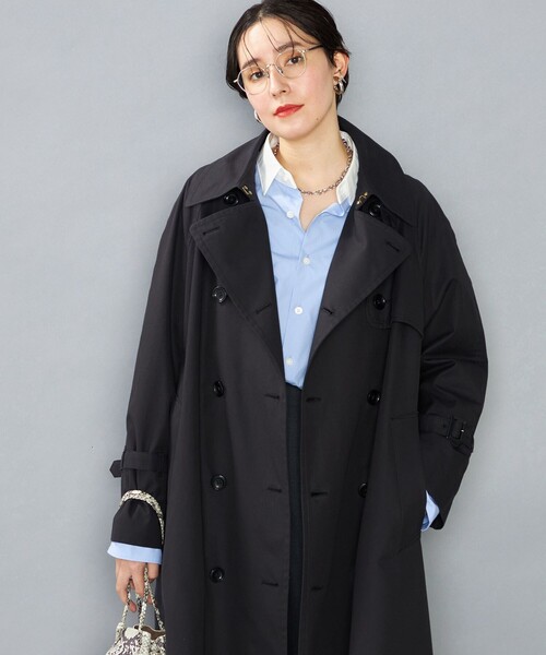 NOLLEY’S（ノーリーズ）の「NMPスーピマ撥水トレンチコート（トレンチコート・レディース・ダークネイビー/ベージュ・S/M）」の8枚目の写真