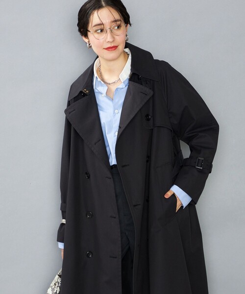 NOLLEY’S（ノーリーズ）の「NMPスーピマ撥水トレンチコート（トレンチコート・レディース・ダークネイビー/ベージュ・S/M）」の9枚目の写真