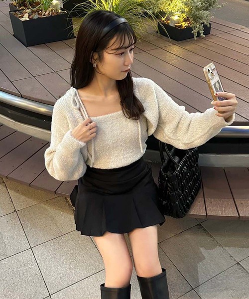 one after another NICE CLAUP（ワンアフターアナザーナイスクラップ）の「エンブレム付きシャーリングミニトートバッグ（ハンドバッグ・レディース・ブラック/アイボリー/ベージュ・FREE）」の17枚目の写真