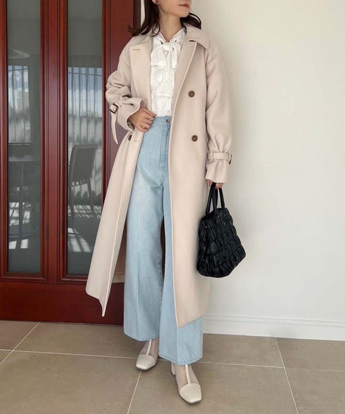 one after another NICE CLAUP（ワンアフターアナザーナイスクラップ）の「エンブレム付きシャーリングミニトートバッグ（ハンドバッグ・レディース・ブラック/アイボリー/ベージュ・FREE）」の13枚目の写真