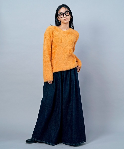 LIENCOEUR（リアンクール）の「シャギーVネックニット（ニット/セーター・レディース・ブラック/オレンジ/ブルー/ホワイト・FREE）」の9枚目の写真