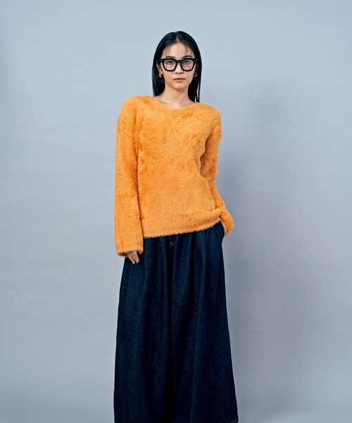 LIENCOEUR（リアンクール）の「シャギーVネックニット（ニット/セーター・レディース・ブラック/オレンジ/ブルー/ホワイト・FREE）」の12枚目の写真