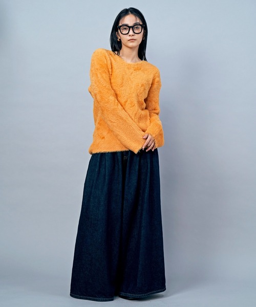 LIENCOEUR（リアンクール）の「シャギーVネックニット（ニット/セーター・レディース・ブラック/オレンジ/ブルー/ホワイト・FREE）」の13枚目の写真