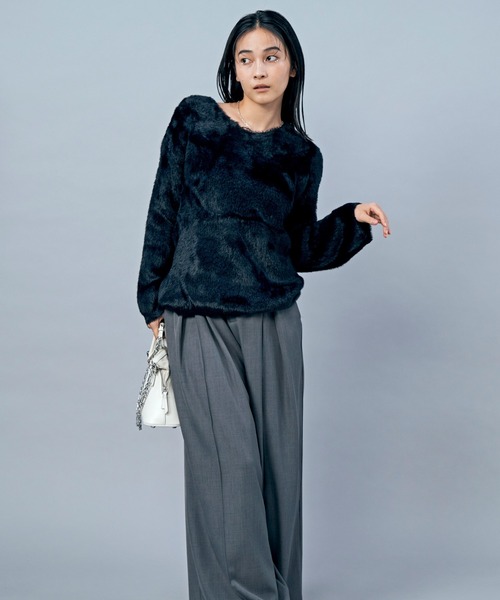 LIENCOEUR（リアンクール）の「シャギーVネックニット（ニット/セーター・レディース・ブラック/オレンジ/ブルー/ホワイト・FREE）」の17枚目の写真