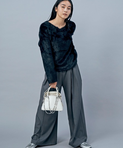 LIENCOEUR（リアンクール）の「シャギーVネックニット（ニット/セーター・レディース・ブラック/オレンジ/ブルー/ホワイト・FREE）」の20枚目の写真