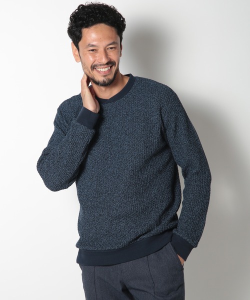 MEN'S BIGI（メンズビギ）の「ハニカム編みクルーネックスウェット（スウェット・メンズ・グレー系その他/ネイビー・03/01/02）」の4枚目の写真