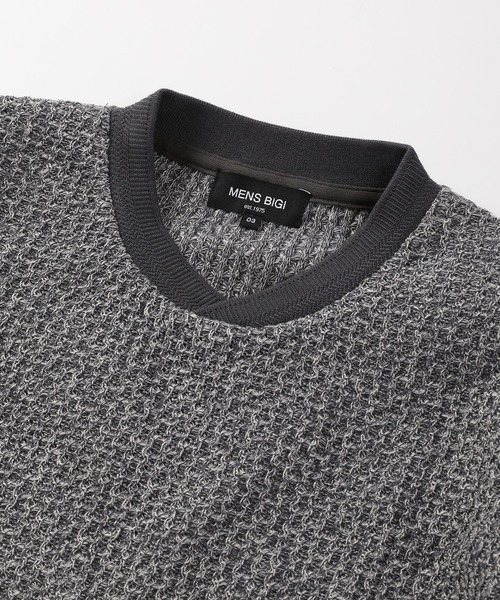 MEN'S BIGI（メンズビギ）の「ハニカム編みクルーネックスウェット（スウェット・メンズ・グレー系その他/ネイビー・03/01/02）」の7枚目の写真