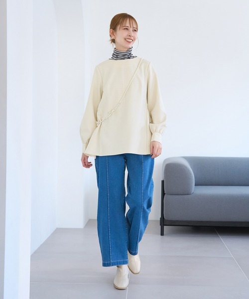 ROPE' PICNIC(ロペピクニック)の「ペプラムブラウス/セットアップ対応(シャツ/ブラウス・レディース・サックスブルー/オフホワイト/ネイビー・38)」の5枚目の写真