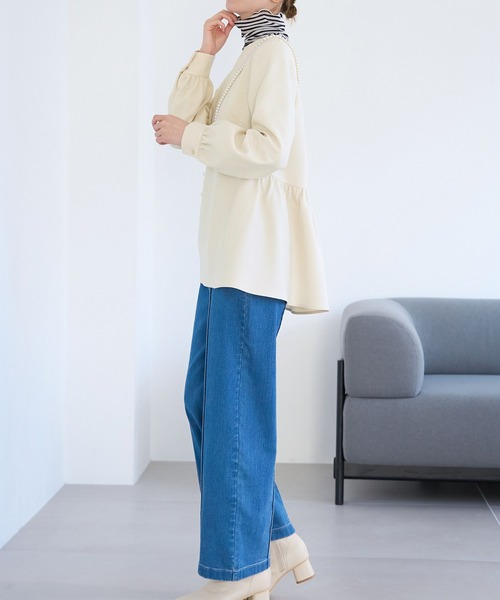 ROPE' PICNIC(ロペピクニック)の「ペプラムブラウス/セットアップ対応(シャツ/ブラウス・レディース・サックスブルー/オフホワイト/ネイビー・38)」の7枚目の写真