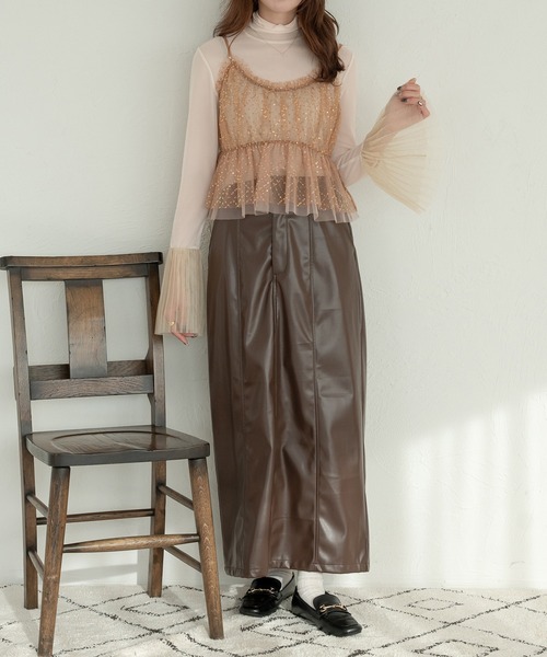 Ambre Neige（アンブルネージュ）の「glitter pleats tulle turtleneck tops / ラメプリーツチュールハイネックトップス（Tシャツ/カットソー・レディース・アイボリー/ダークグリーン/ブラック/グレー・FREE）」の7枚目の写真